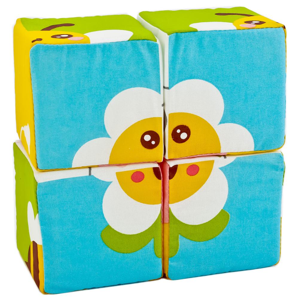 Набор из 4 мягких кубиков Собери Малышарика серия Малышарики, 8 см.  